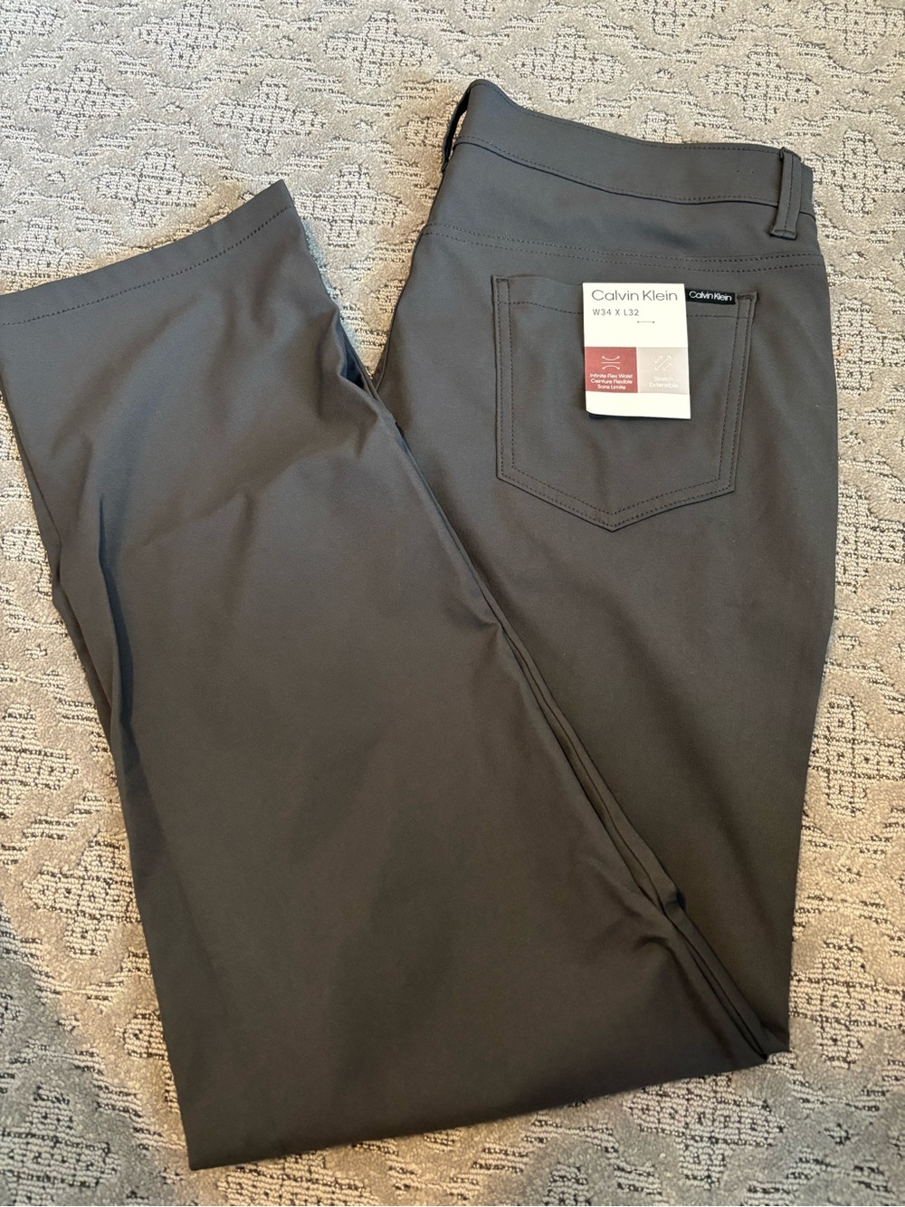 Calvin Klein Men's Dark Gray Stretch Chinos